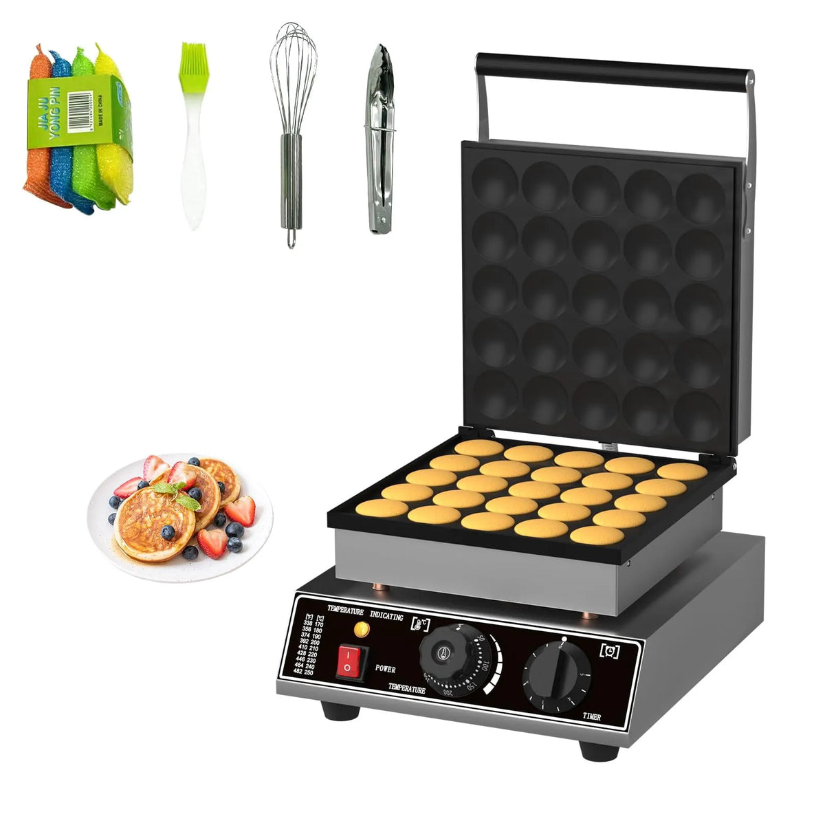 Machine à Crêpes Hollandaises Mini 110 V, Machine à Crêpes Mini 25 Pcs, Gaufrier Antiadhésif Électrique Commercial 1750 W