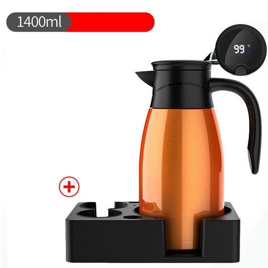 Chauffe-eau, Bouilloire de Voiture Intelligente Isolée pour Voyage extérieur 12 V Orange
