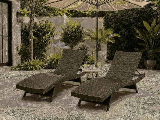 Chaise, Piscine hors terre, Dossier Réglable à 4 Positions, Ensemble de 2 s Longues Inclinables d'extérieur en Rotin PE pour Patio, Brun
