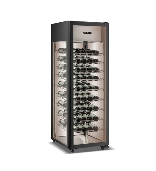 400 L, Cave à vin Hamilton Beach 81 bouteilles, noire, clayettes en acier inoxydable, porte en verre trempé
