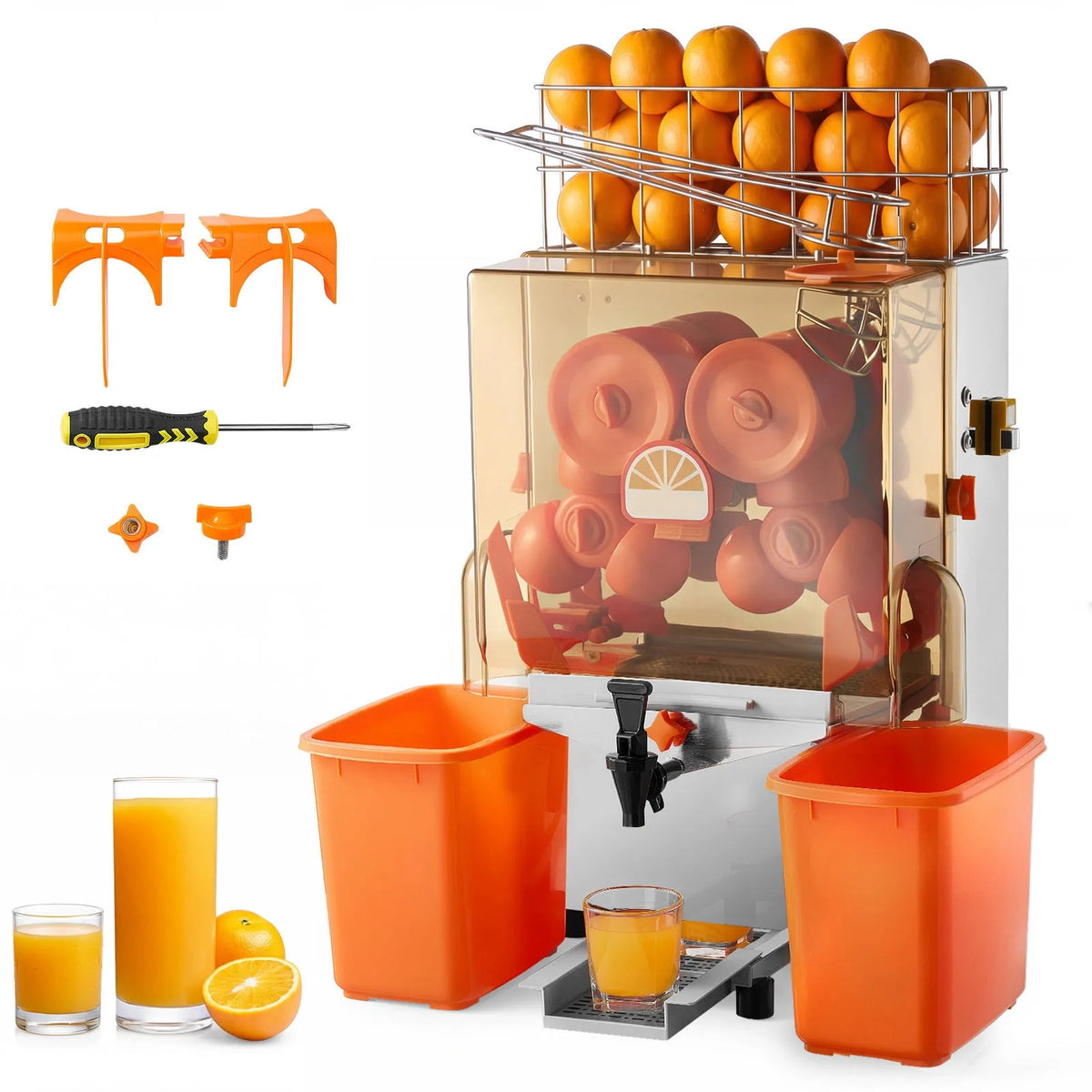 Presse-Jus d'Orange Électrique 120 W, Presse-Agrumes en acier inoxydable pour 20 Orange par Minute, Extracteur, Extracteur d'Orange Commercial