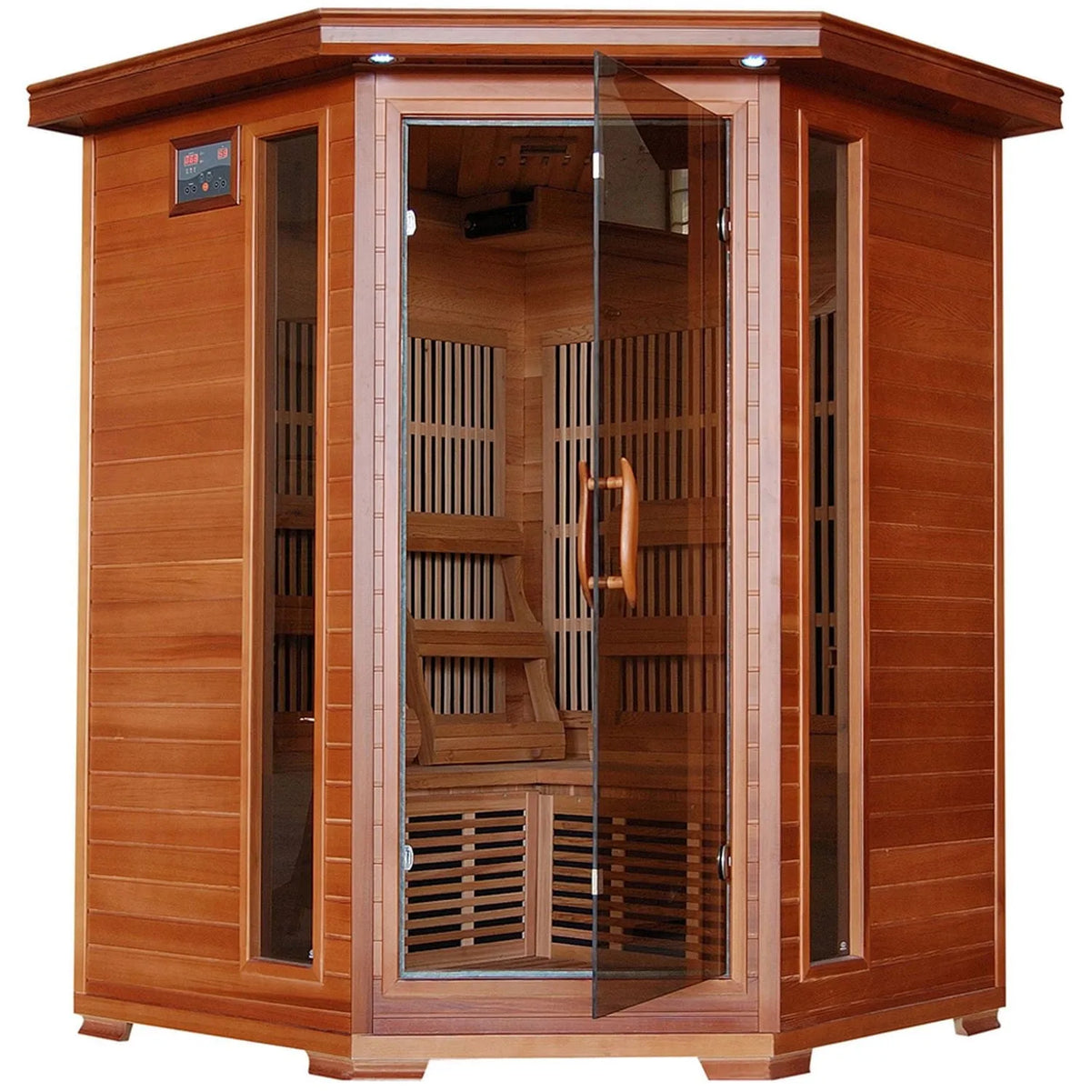 Sauna infrarouge, coin en thuya pour 3 personnes à 7 éléments chauffants de carbone