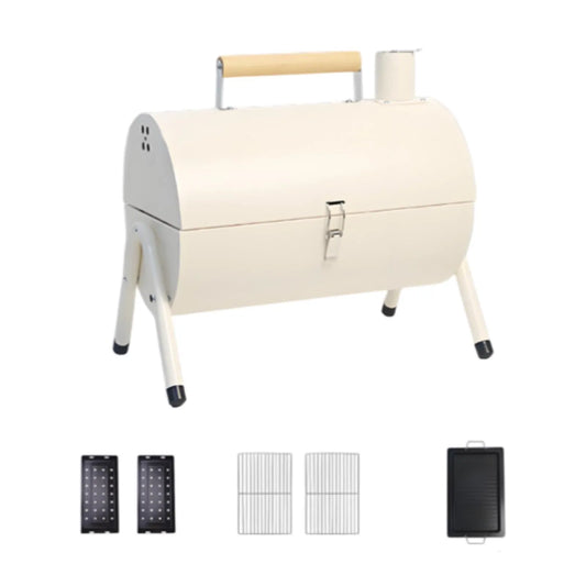 Barbecue, Portatif au Charbon de Bois Robuste Petit Batterie de Cuisine pour Plage Cour Maison Jardin Blanc