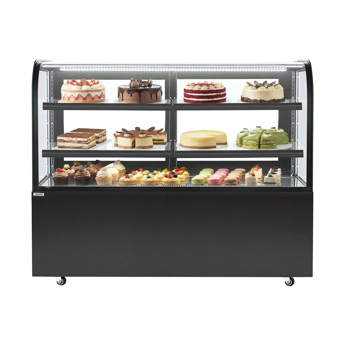 Réfrigérateur VEVOR, à Gâteau Commercial à 2 Niveaux, Grande Vitrine à Pâtisserie de 17,6 pi3/550 L, Éclairage DEL, Refroidissement TURBO