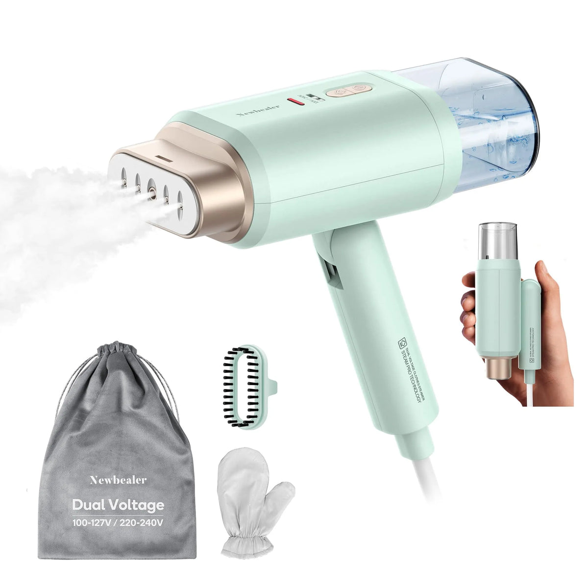 Double Tension 100-240 V, Défroisseur de Voyage 1200 W, Chauffe en, Cuisson à la Vapeur Horizontale et Verticale, Défroisseur pour Vêtements
