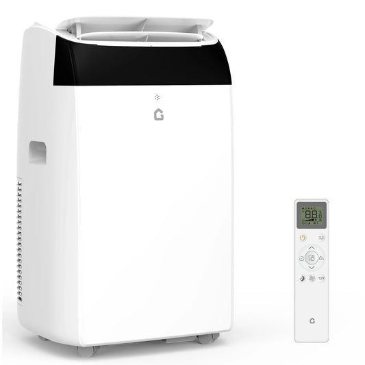 Climatiseur portable, 12000 BTU, Minuterie 24 Heures, Refroidit jusqu'à 550 Pi2, Fonctionnement Silencieux, Dessus, Télécommande, Dessus Blanc