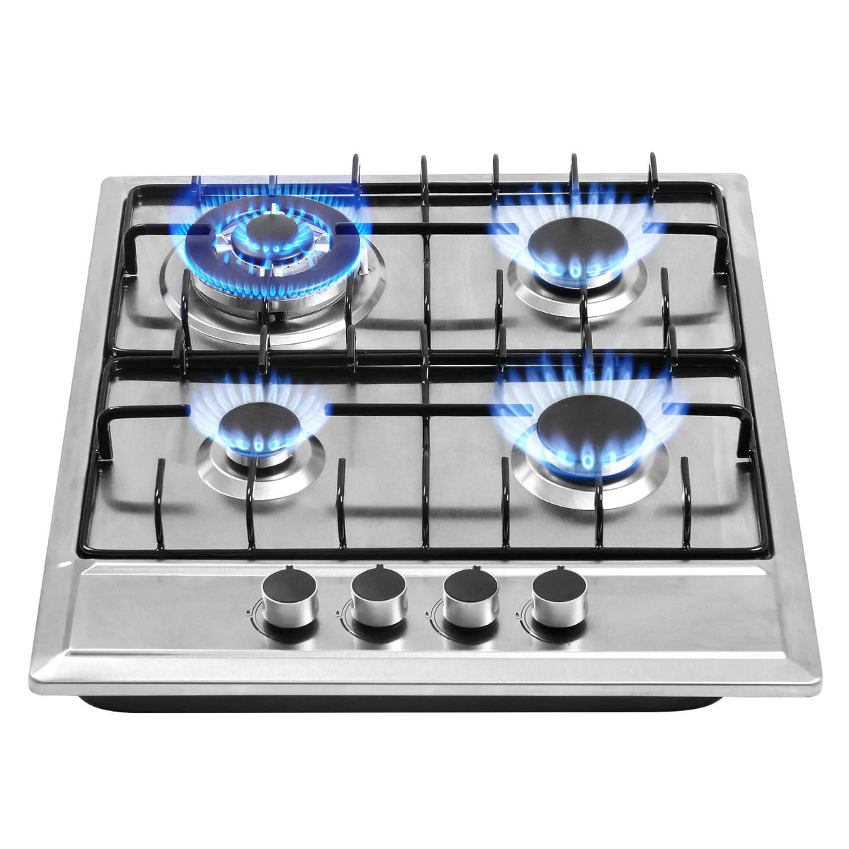 Plaque de cuisson au gaz, Intégrée 24'x20 Pouces 4 Brûleurs Cuisinière en Acier Inoxydable avec Kit de Conversion GN/GPL Protection par Thermocouple