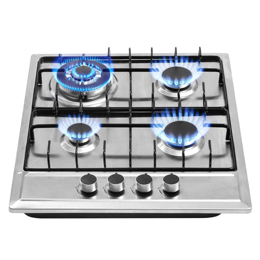 Plaque de cuisson au gaz, Intégrée 24'x20 Pouces 4 Brûleurs Cuisinière en Acier Inoxydable avec Kit de Conversion GN/GPL Protection par Thermocouple