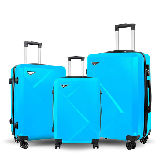 Roues Pivotantes, Ensemble de Bagages Rigides en ABS 3 Pcs, Valises Extensibles 20 pouces/24 pouces/28 pouces, Bleu Pâle, Serrure Intégrée