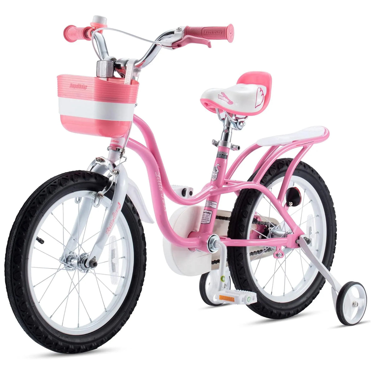 Vélo RoyalBaby, Roues Stabilisatrices et Béquille, Princess pour Fille 16 pouces, Cygne/rose, Fille 16 Pouces avec Roues Stabilisatrices et Béquille