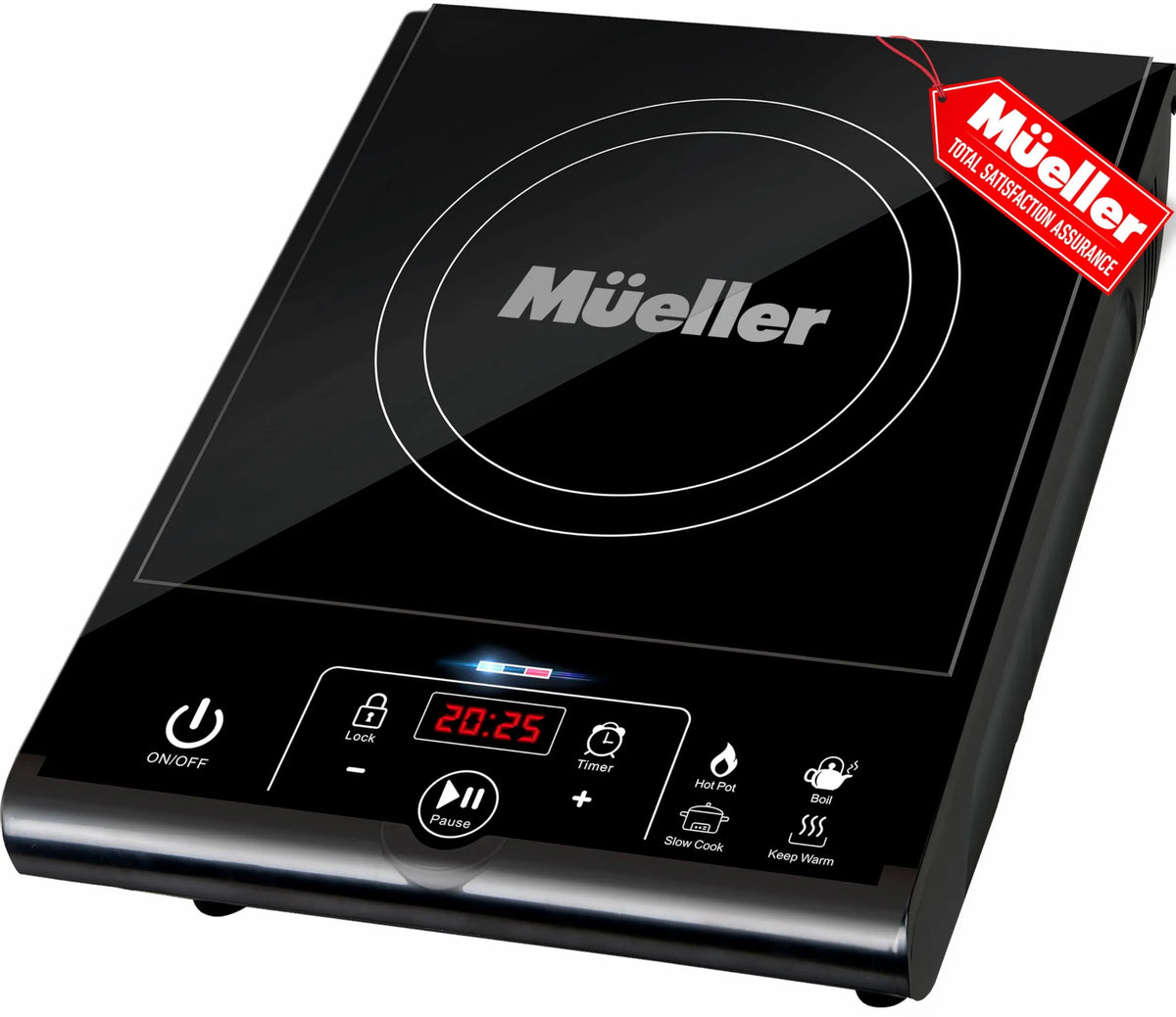 Plaque de cuisson à induction, Minuterie de 4 Heures, 4 Préréglages, 8 Réglages de Température, 8 Niveaux de Puissance, à brûleurs Simple 1800 W