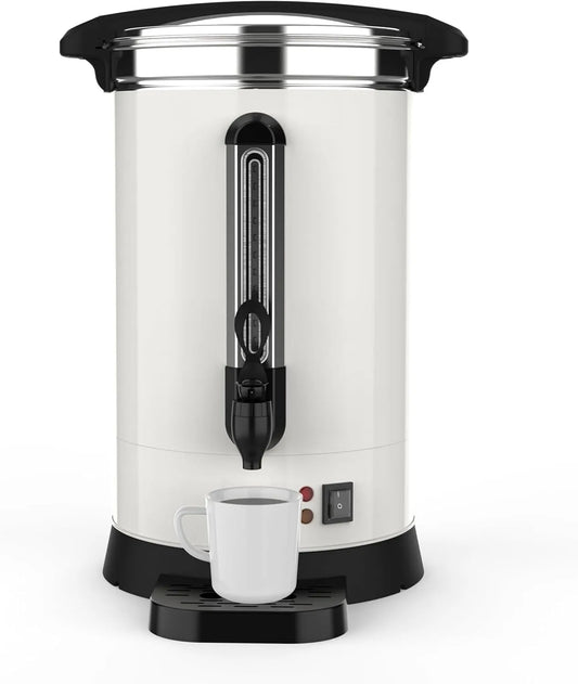 Distributeur d'Eau Chaude de 12 L/3,2 Gallons, Urne à Café Commerciale de 80 Tasses, Blanc