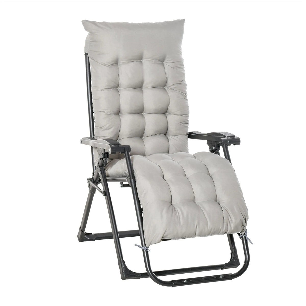 Fauteuil inclinable, d'extérieur Réglable, Coussin et Appuie-Tête pour Détente sur Patio, Jardin Ou Terrasse, Cadre en Métal Durable