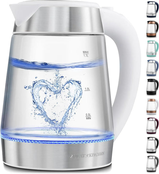 Bouilloire électrique, Base à 360°, 1500 W, 7 L, Poignée au Toucher Froid, Théière/bouilloire Rapide pour Café et Thé, Blanc