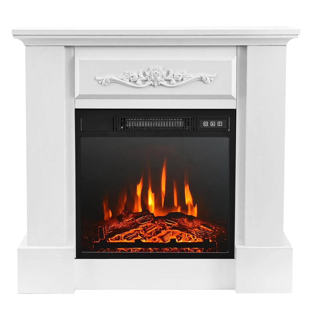 Téléviseur intelligent, 1400W, commande et Effet de Flamme 3D Réglable, Chauffage de Foyer Autonome 1400 W, Foyer Électrique de 32 pouces, Blanc