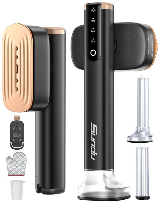 Défroisseur à Vêtements Portatif à Main, Chauffe Rapide en 15 s, 2 Réservoirs d'Eau 180 ml +100 ml, Défroisseur de Voyage pour Vêtements