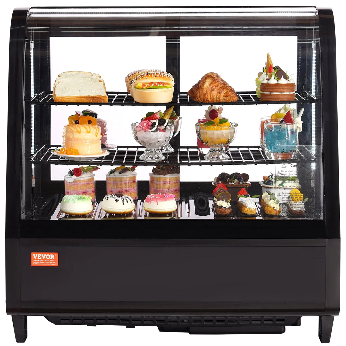 Réfrigérateur, VEVOR, Vitrine Réfrigérée, 3,5 Pi3/100 L, 2 Niveaux, Vitrine de Comptoir pour Pâtisserie d'Exposition Commercial avec Éclairage DEL