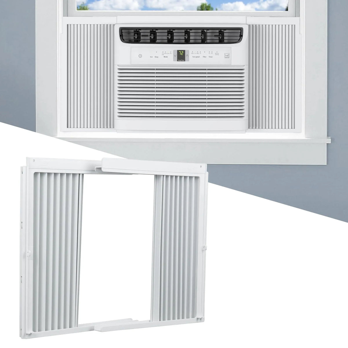 Climatiseur de fenêtre, Convient à la Plupart des Unités de 8 000 BTU, Lot de 2, Panneaux Latéraux, Ensemble de Cadres, Blanc