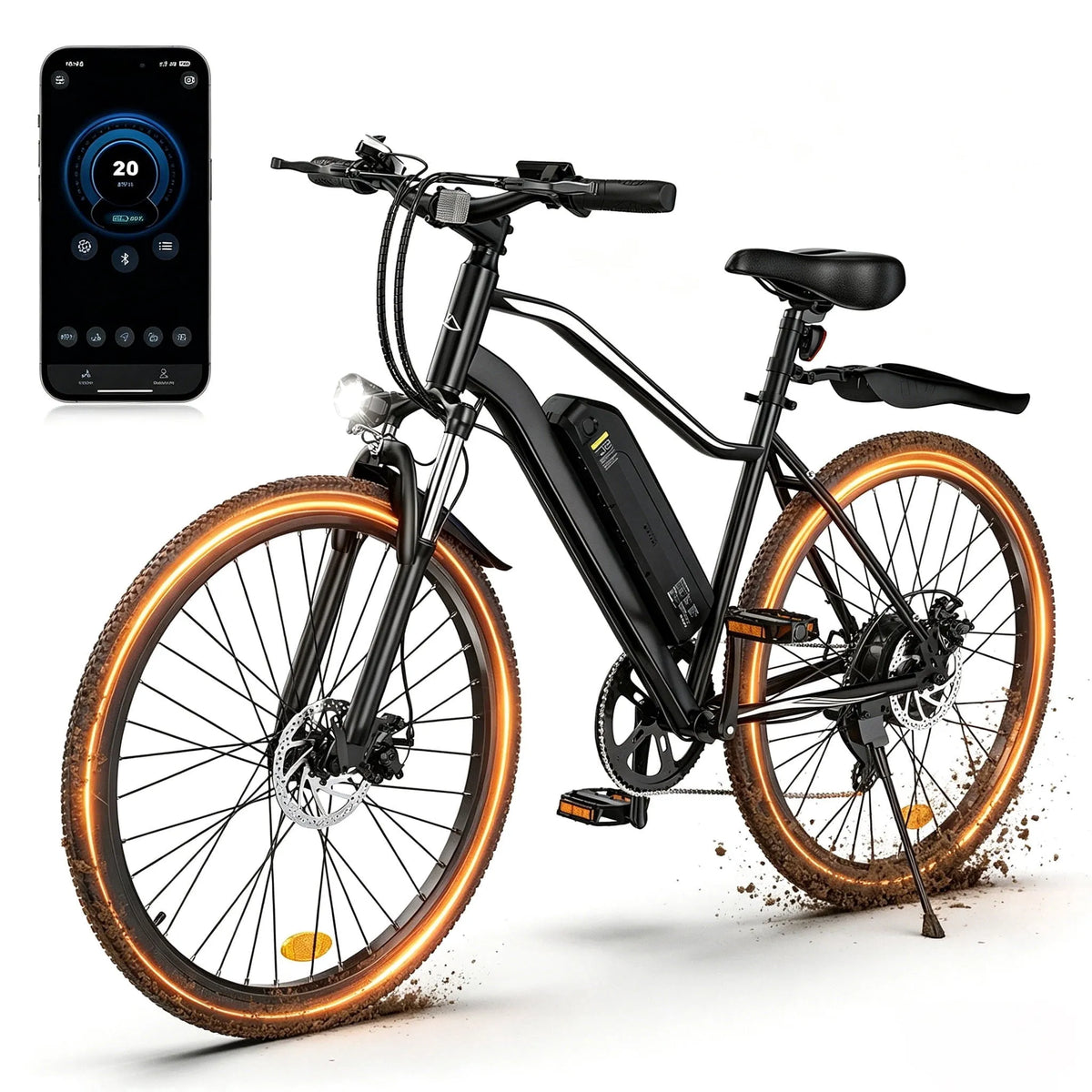 Vélo électrique, iScooter Vélos Électriques de Pointe 750W, 26 Pouces pour Adultes avec Batterie Amovible 15Ah, LCD, Fourche à Suspension