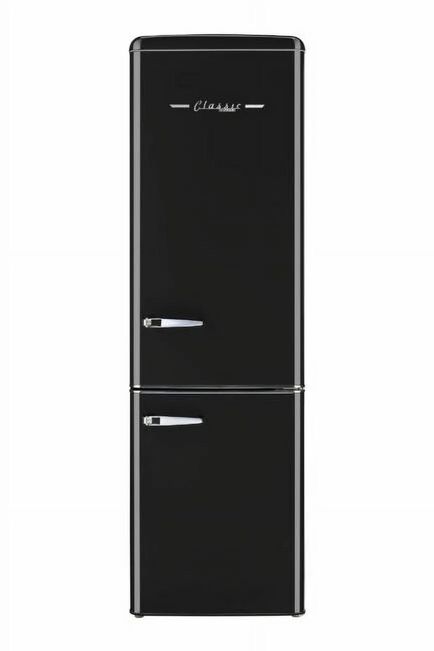 Réfrigérateur, Rétro Classique de 9 pi3 à Congélateur Inférieur Électrique, Casier à Vin, Noir Minuit