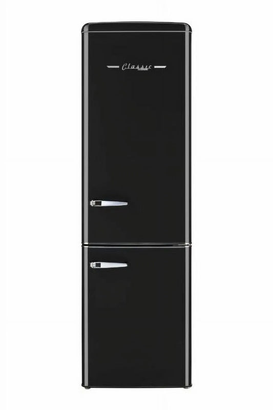 Réfrigérateur, Rétro Classique de 9 pi3 à Congélateur Inférieur Électrique, Casier à Vin, Noir Minuit
